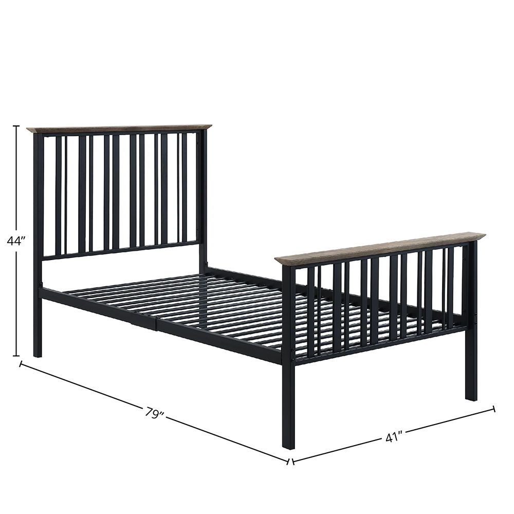 Zudora - Twin Bed - Antique Oak & Black - Urban Living Furniture (Los Angeles, CA)