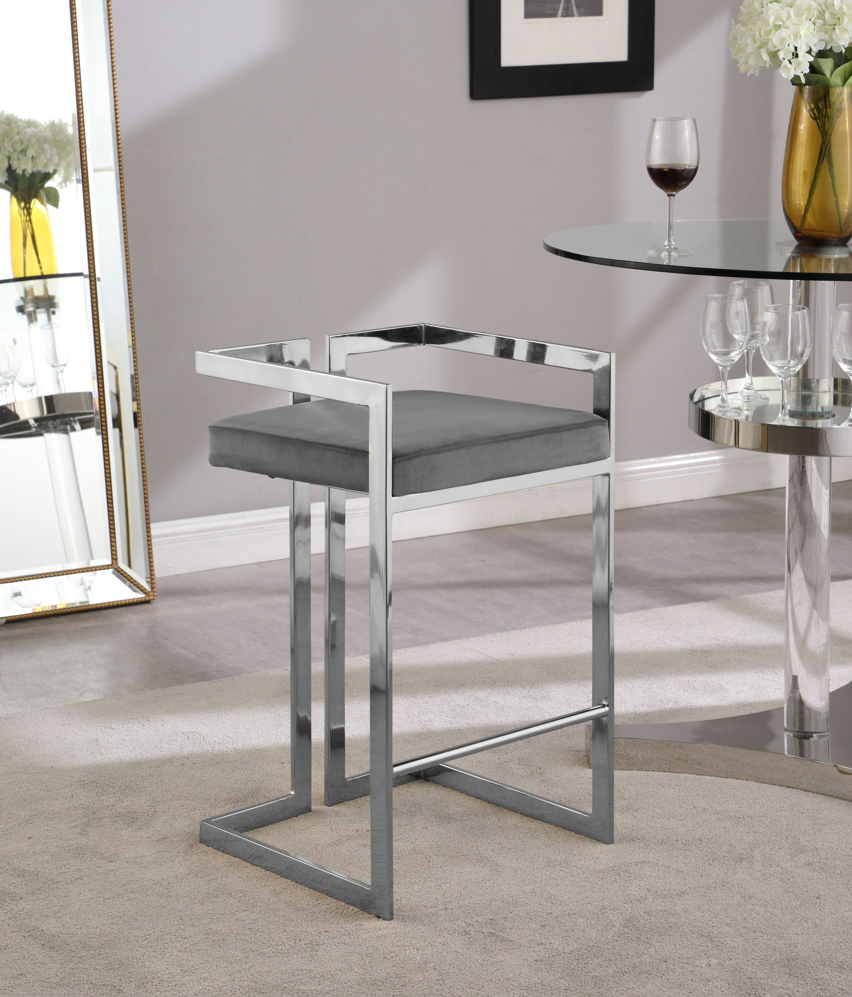 Ezra - Stool with Chrome Legs (Set of 2) - Urban Living Furniture (Los Angeles, CA)