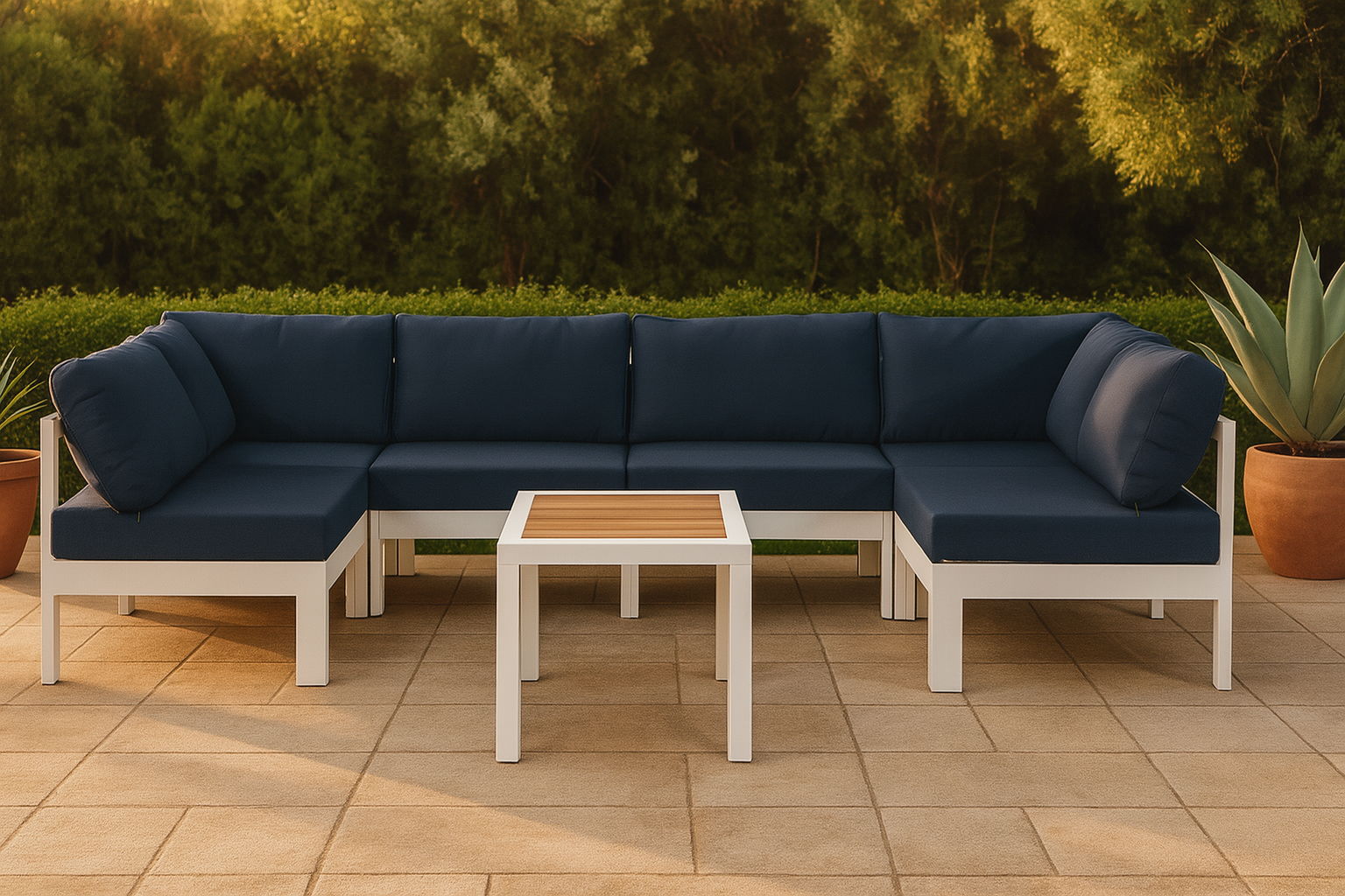 Nizuc - Outdoor Patio 6 Piece Modular Sectional With White Frame - Urban Living Furniture (Los Angeles, CA)