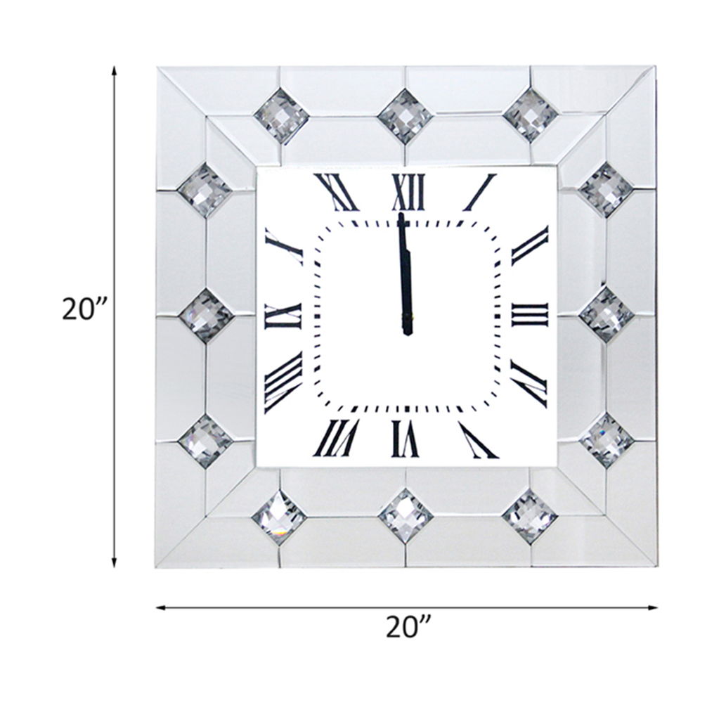 Hessa - Wall Clock - Mirrored & Faux Rhinestones - Urban Living Furniture (Los Angeles, CA)
