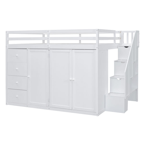 Loft Bed With Built In Wardrobes, Cabinets And Drawers