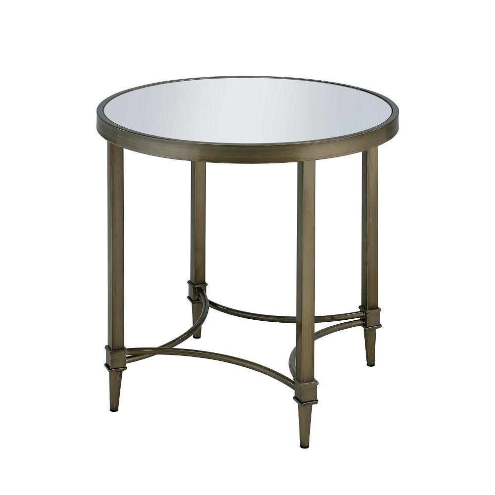 Aditya - End Table - Mirrored & Antique Brass - Urban Living Furniture (Los Angeles, CA)