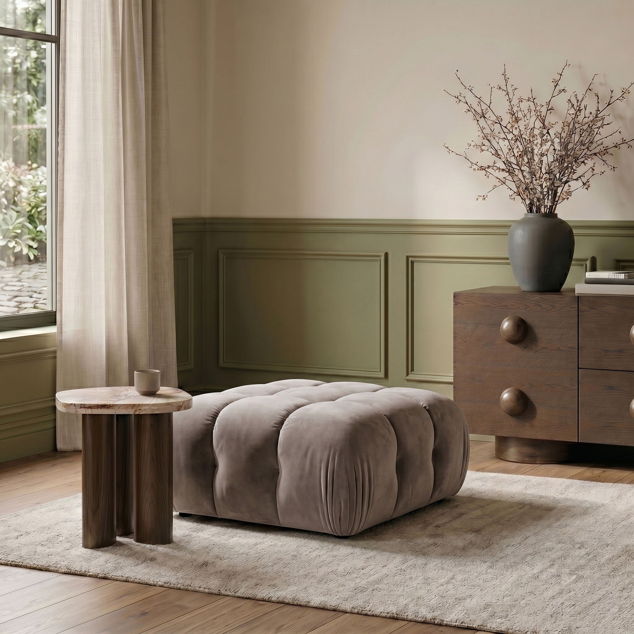 Orin - Velvet Performance Fabric Upholstered Modular Ottoman - Urban Living Furniture (Los Angeles, CA)
