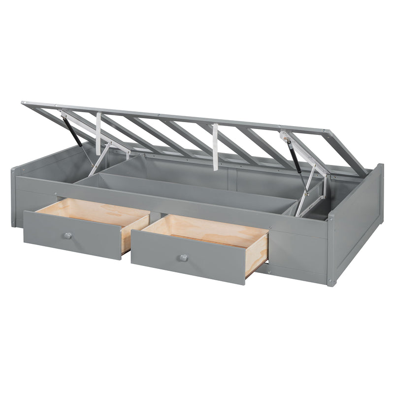 Bunk Bed With Drawers, Wardrobe, Storage Shelves And Hydraulic