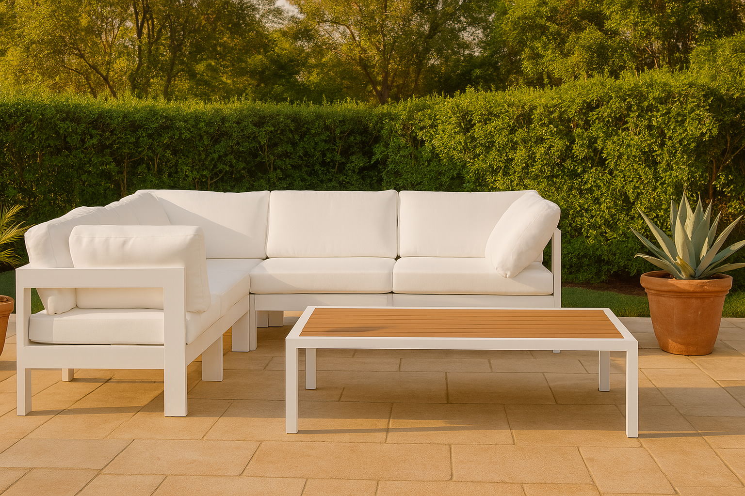 Nizuc - Outdoor Patio 5 Piece Modular Sectional With White Frame - Urban Living Furniture (Los Angeles, CA)