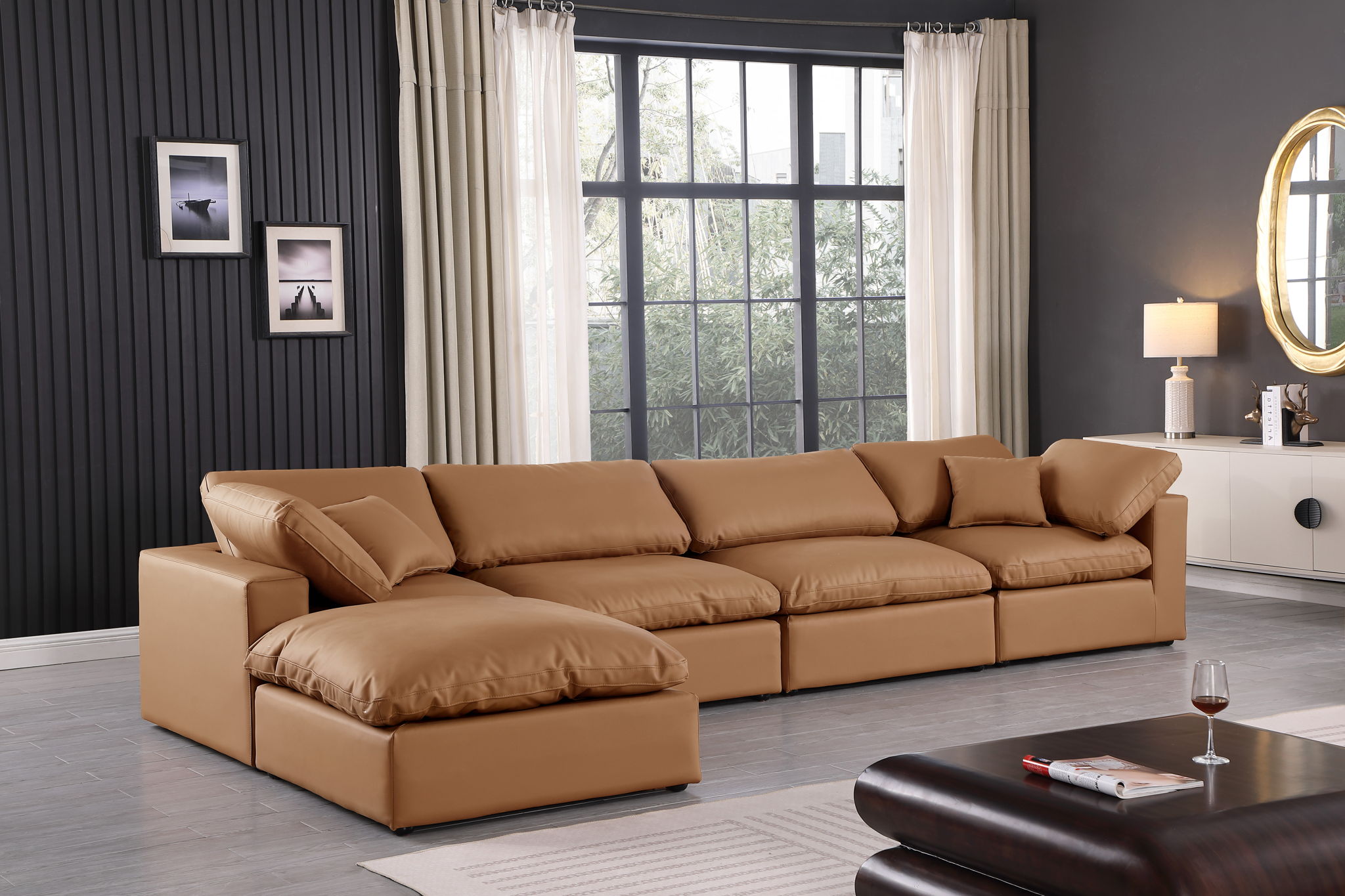 Comfy - 5 Piece Faux Leather Modular Sectional With Chaise - Urban Living Furniture (Los Angeles, CA)