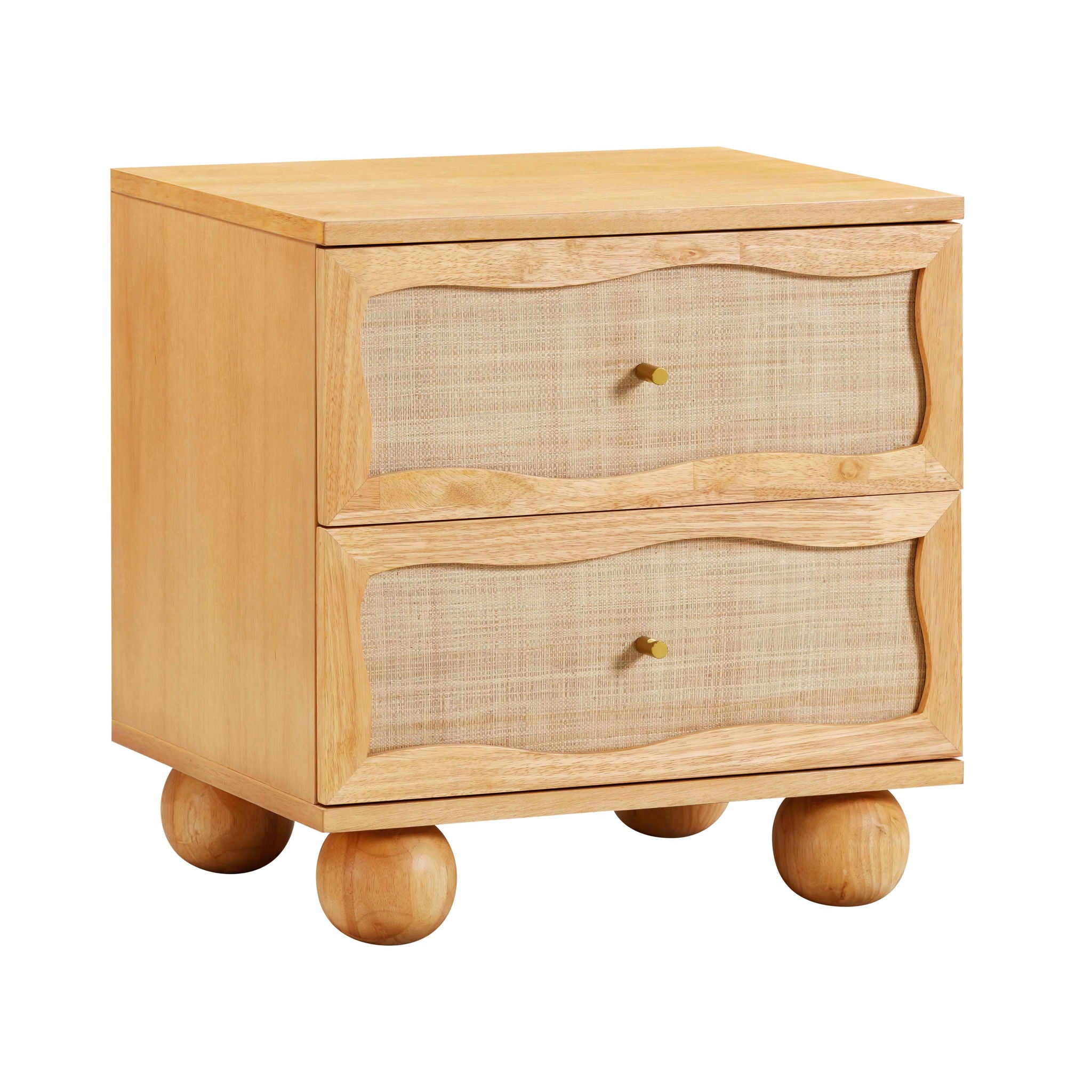 Grappa - Wood & Rattan Wavy Nightstand - Natural - Urban Living Furniture (Los Angeles, CA)