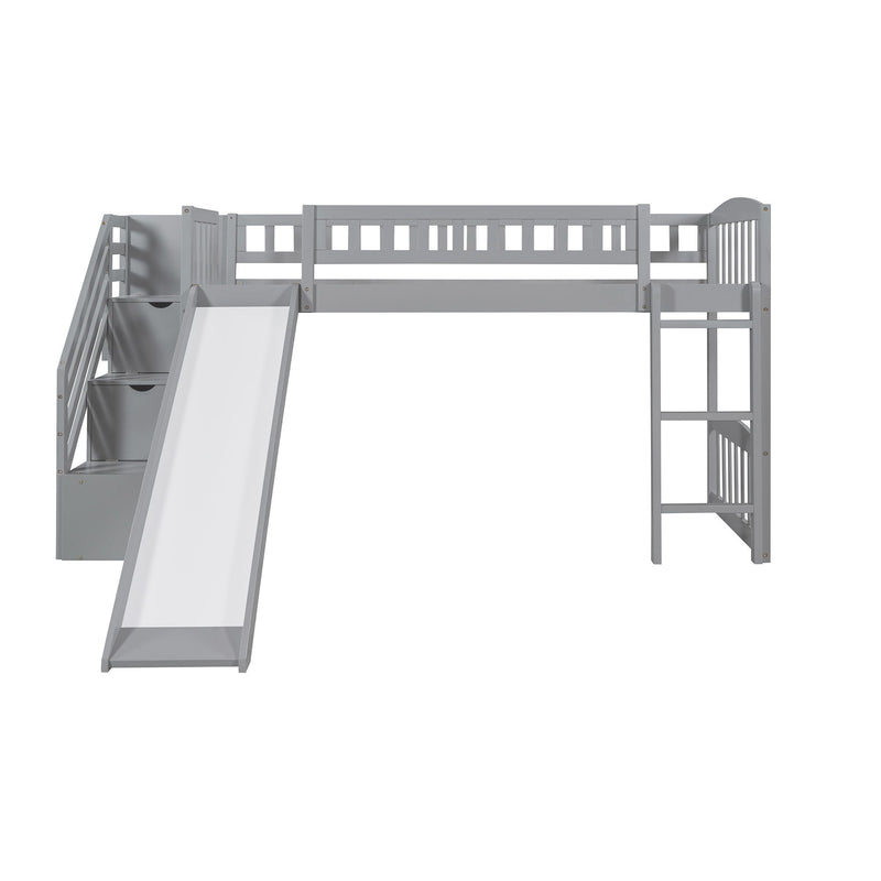 Loft Stairway Bed With 2 Drawers And Slide