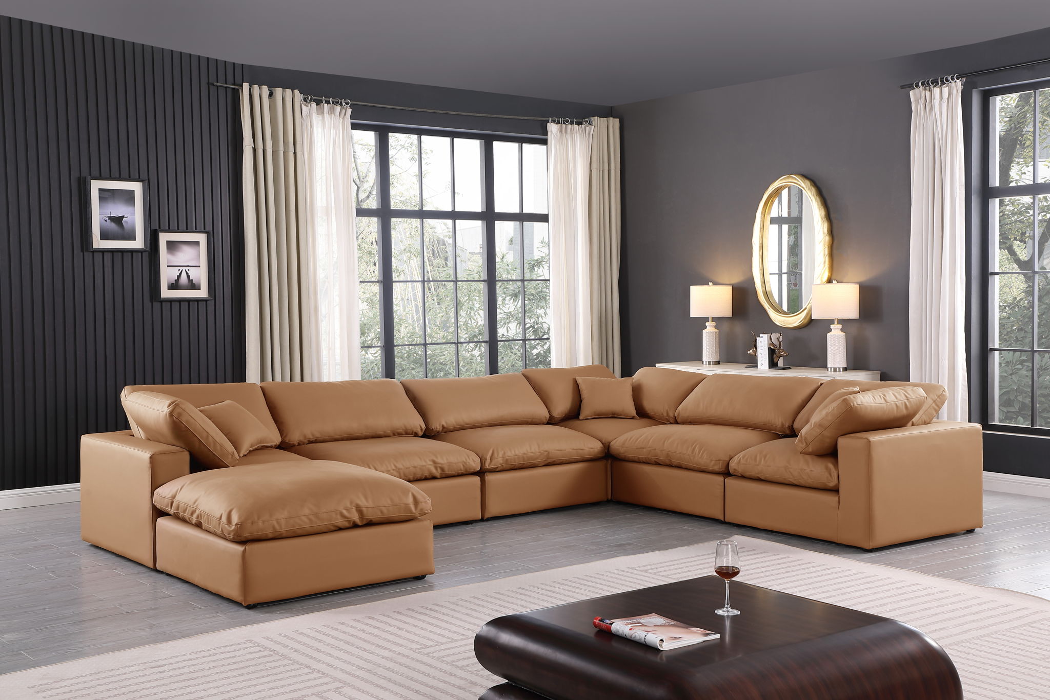 Comfy - 7 Piece Faux Leather Modular Sectional With Chaise - Urban Living Furniture (Los Angeles, CA)