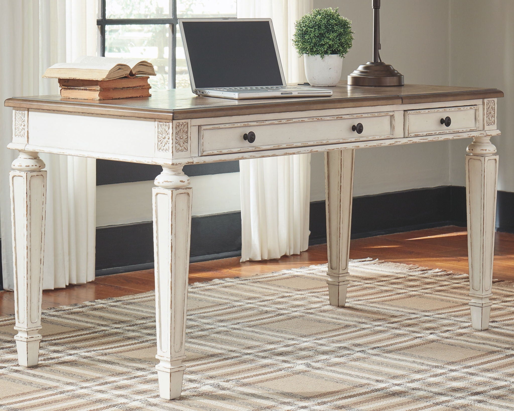 Realyn - White / Brown - L Shaped Desk with Lift Top - Urban Living Furniture (Los Angeles, CA)