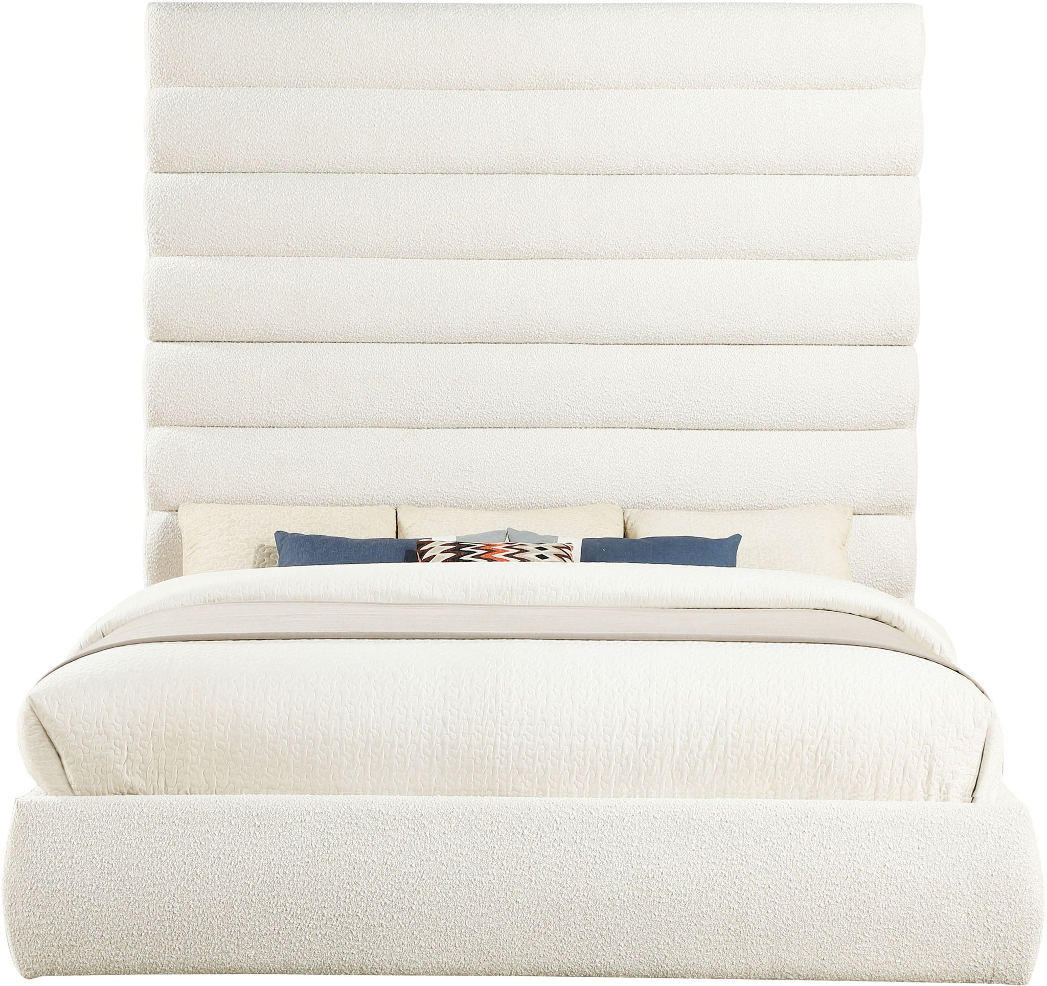 Adam - Boucle Fabric Bed With 89" Headboard