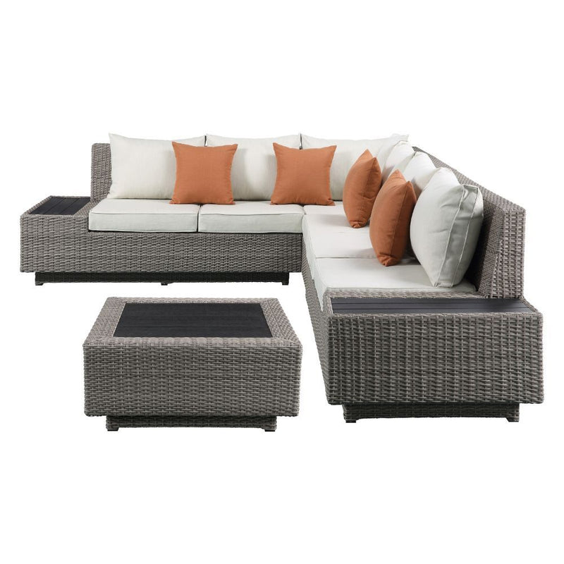 Salena - Patio Table - Beige Fabric & Gray Wicker - Urban Living Furniture (Los Angeles, CA)