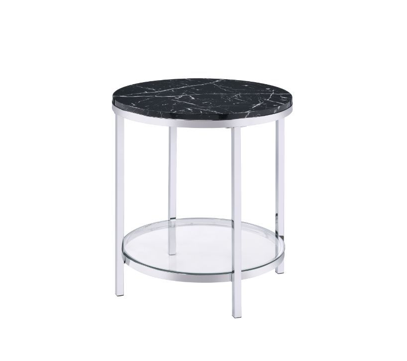 Virlana - End Table - Faux Black Marble & Chrome Finish - Urban Living Furniture (Los Angeles, CA)