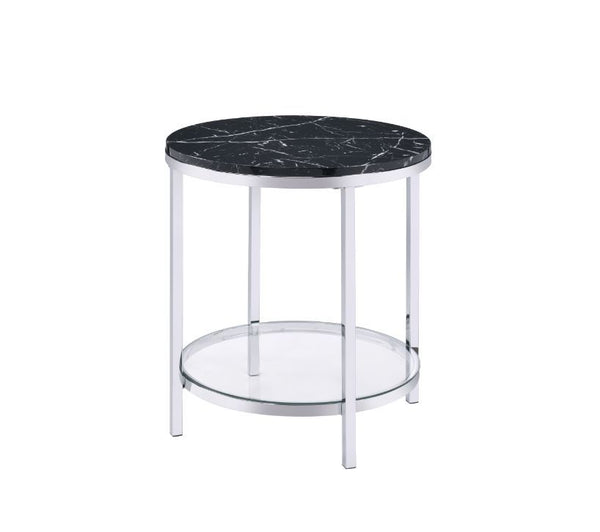 Virlana - End Table - Faux Black Marble & Chrome Finish - Urban Living Furniture (Los Angeles, CA)