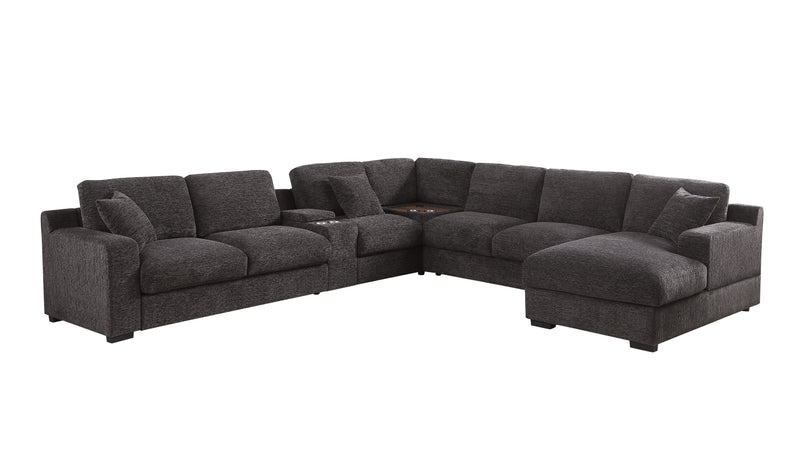Celine - Chenille Fabric Corner Sectional Sofa With Right Facing Chaise, Cupholders, And Charging Ports - Gray - Urban Living Furniture (Los Angeles, CA)