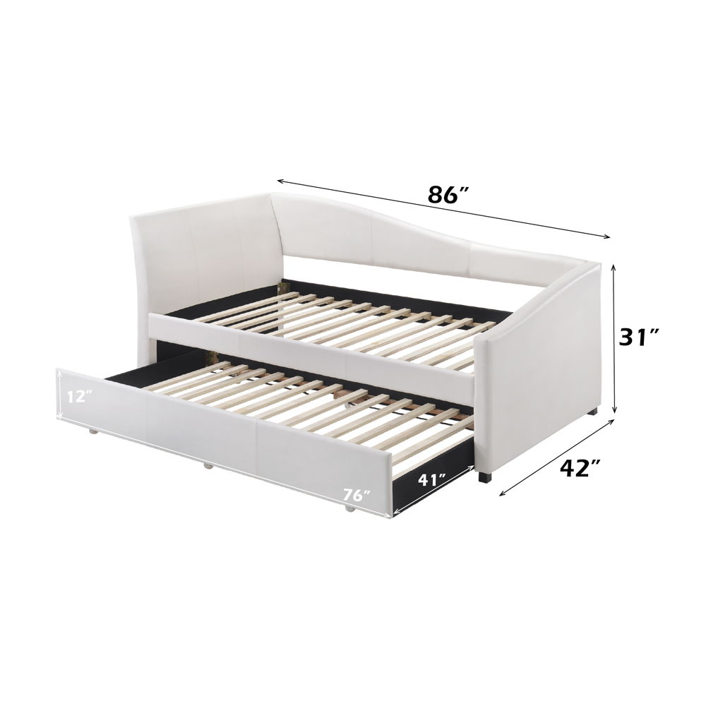 Jedda - Twin Daybed With Trundle - White Synthetic Leather - Urban Living Furniture (Los Angeles, CA)