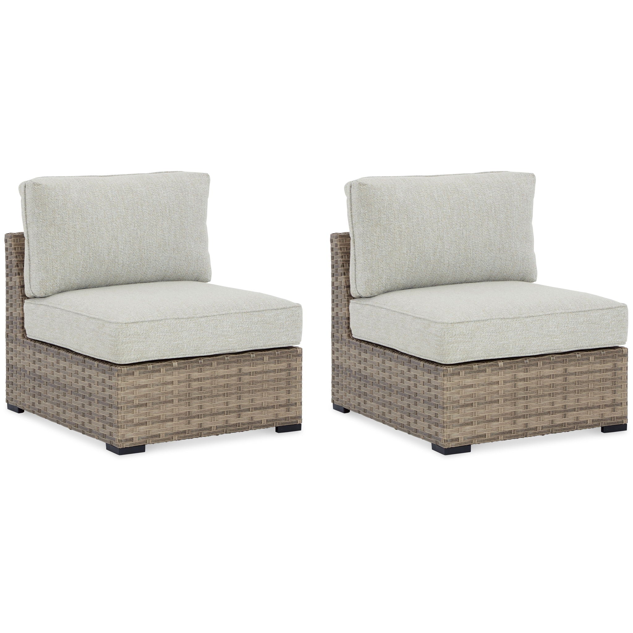 Calworth - Beige - Armless Chair w/Cushion (Set of 2) - Urban Living Furniture (Los Angeles, CA)