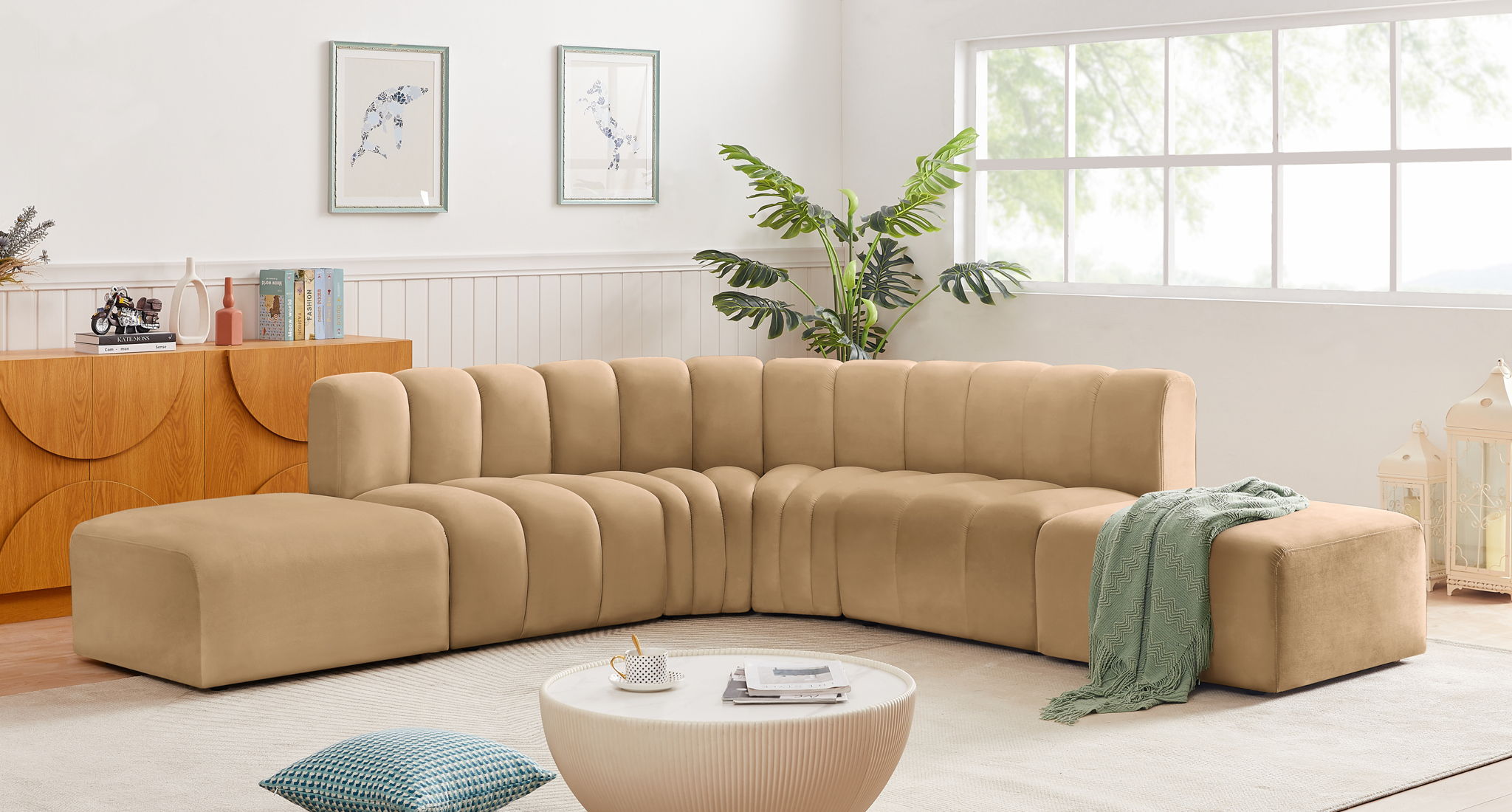 Arc - Velvet 6 Piece Corner Modular Sofa
