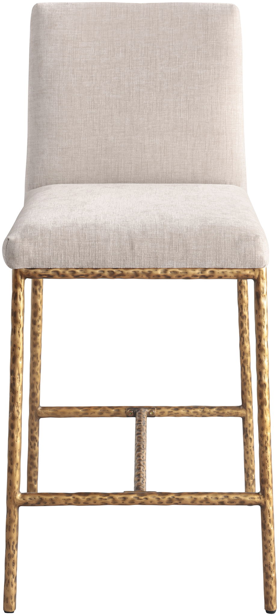 Reeves - Chenille Fabric Upholstered Counter Stool (Set of 2) - Gold Base