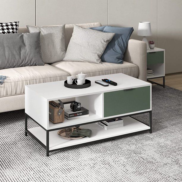 Watson - Wood Coffee Table Steel Frame With Shelves And Drawer - Urban Living Furniture (Los Angeles, CA)