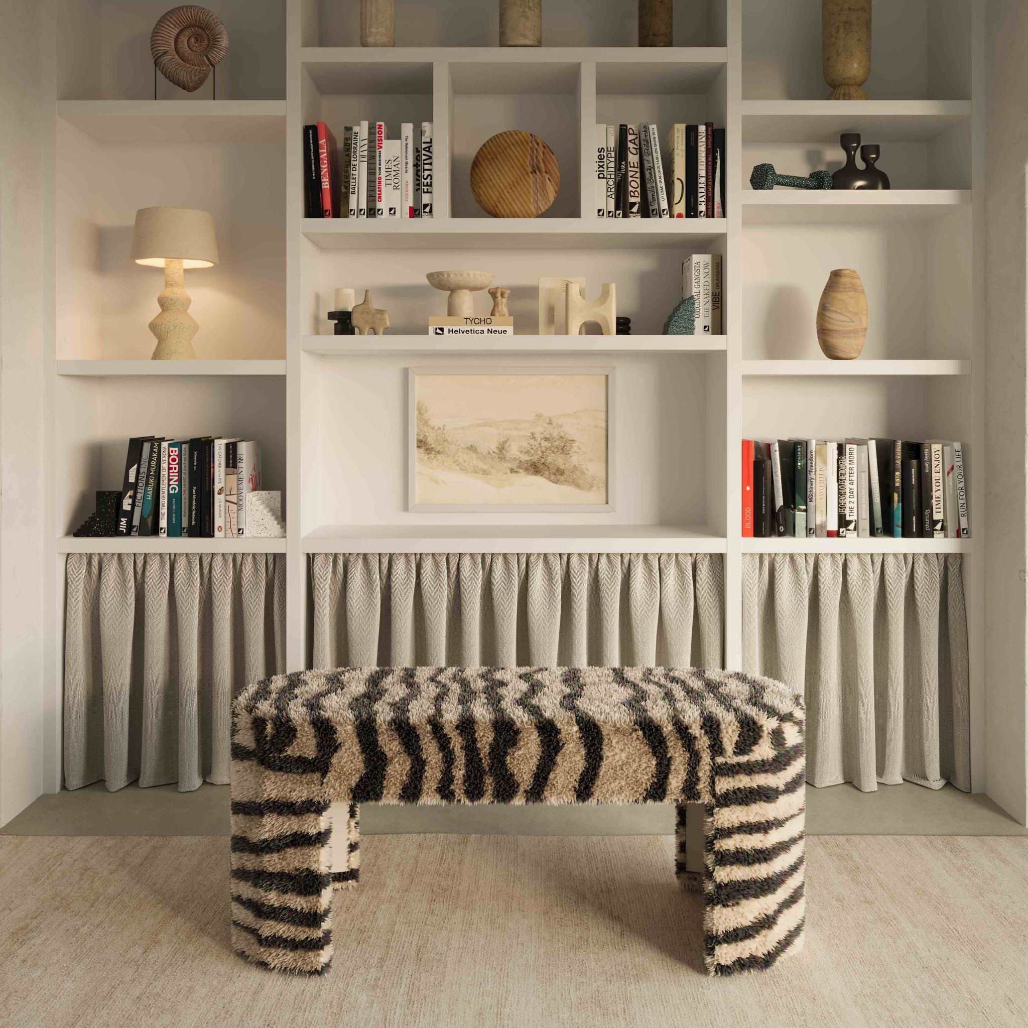 Zebra - Striped Tufted Bench - Brown - Urban Living Furniture (Los Angeles, CA)