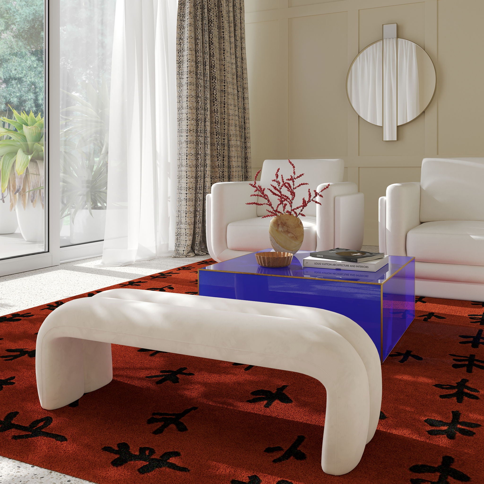 Leigh - Velvet Channeled Bench - Urban Living Furniture (Los Angeles, CA)