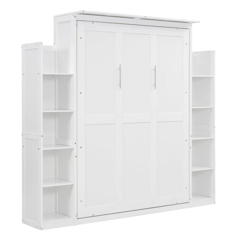 Wall Murphy Bed With Shelves And LED Lights