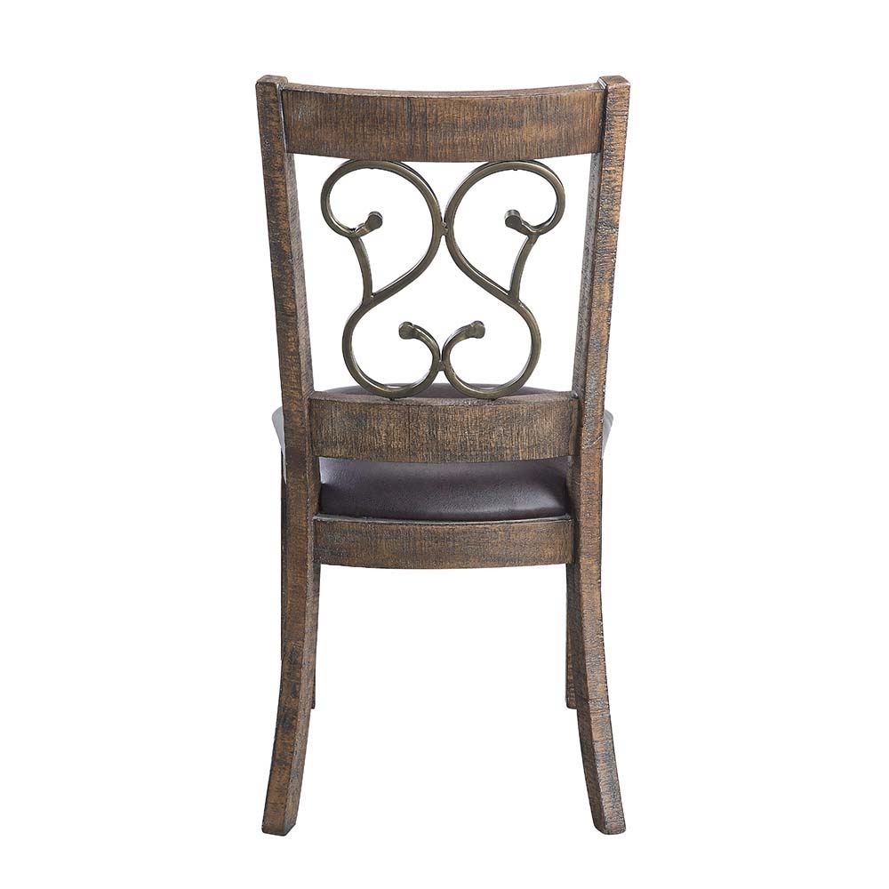 Raphaela - Side Chair (Set of 2) - Black Synthetic Leather & Weathered Cherry - Urban Living Furniture (Los Angeles, CA)