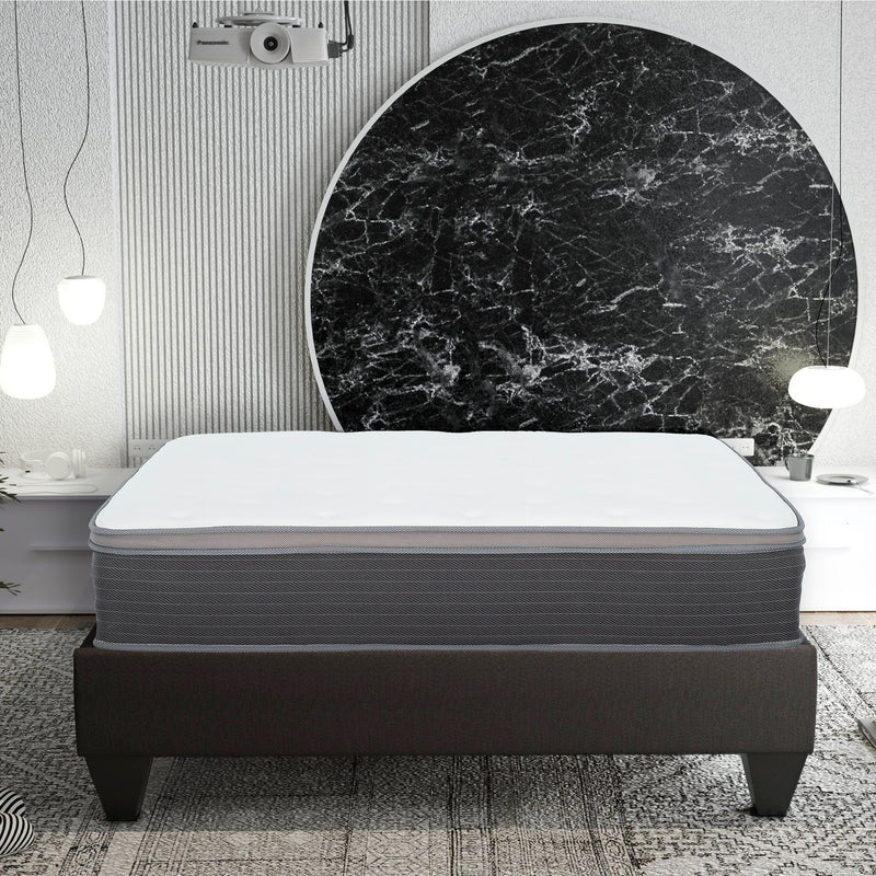 12'' Queen Size Hybrid Mattress In A Box, Plush Gel Memory Foam Mattress Top With Pocket Coil Base - Gray / White