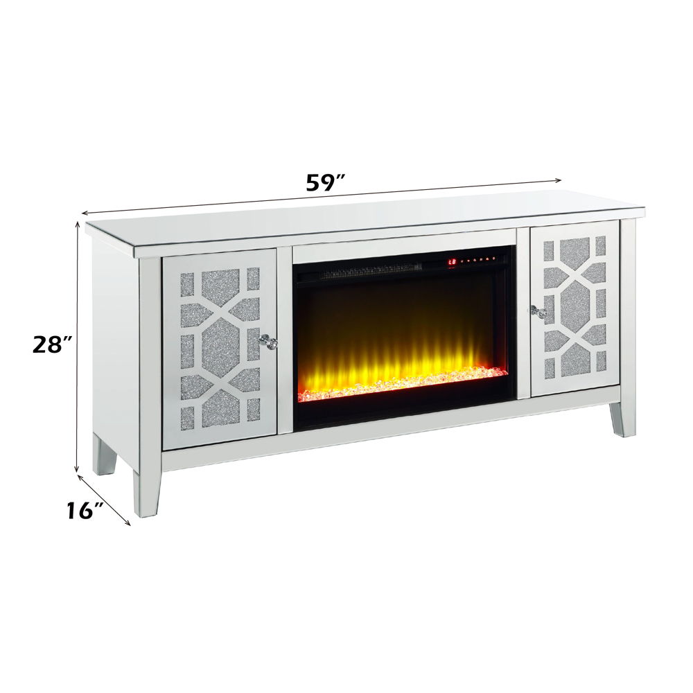 Noralie - 28" TV Stand With Fireplace - Mirrored & Faux Diamonds - Urban Living Furniture (Los Angeles, CA)