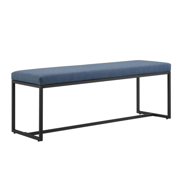 Modern Cushioned Upholstered Entry Bench With Base - Denim