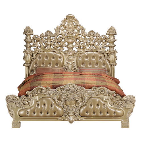 Seville - Eastern King Bed - Synthetic Leather & Gold - Urban Living Furniture (Los Angeles, CA)