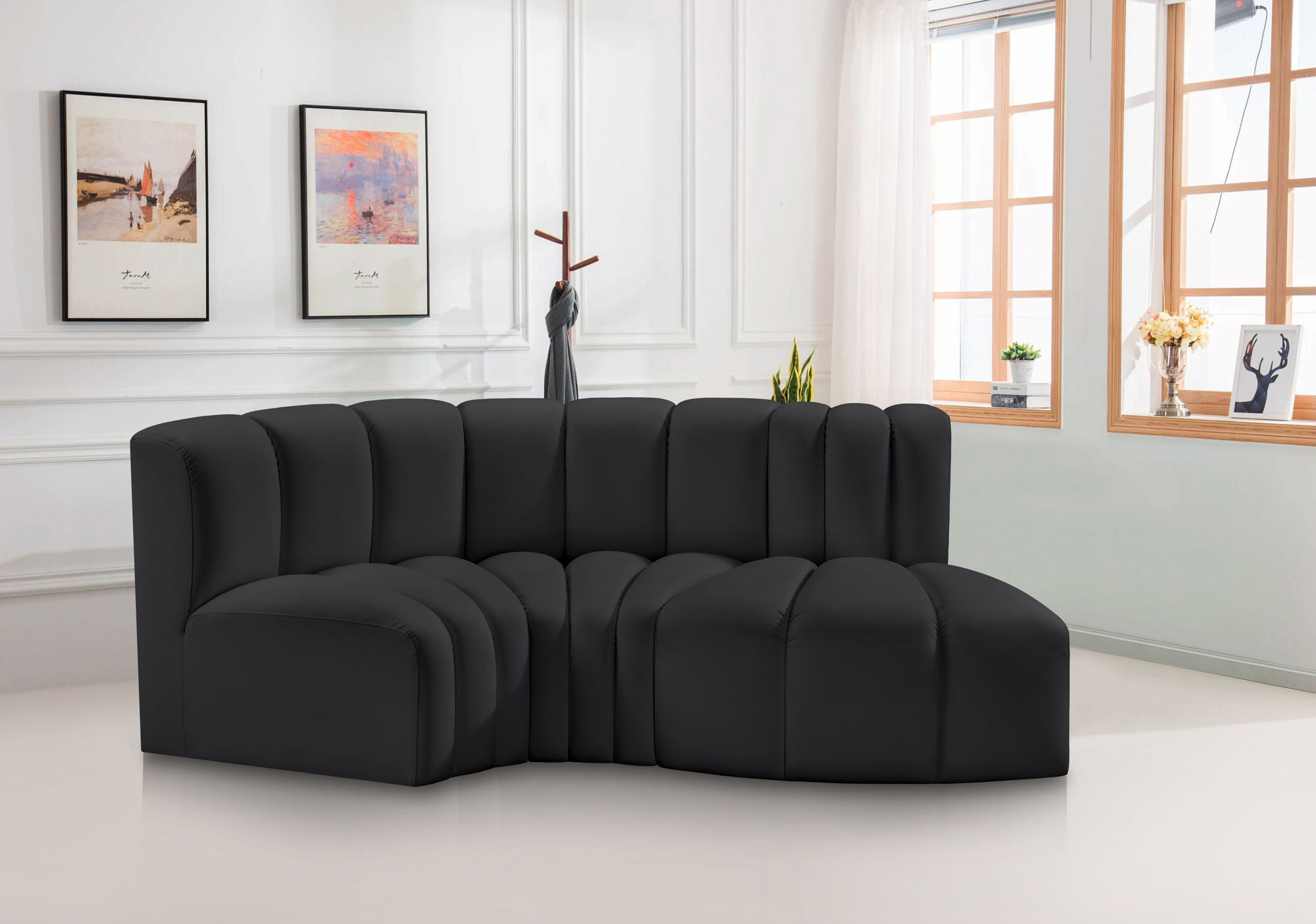 Arc - Faux Leather 3 Piece Modular L-Shaped Sofa