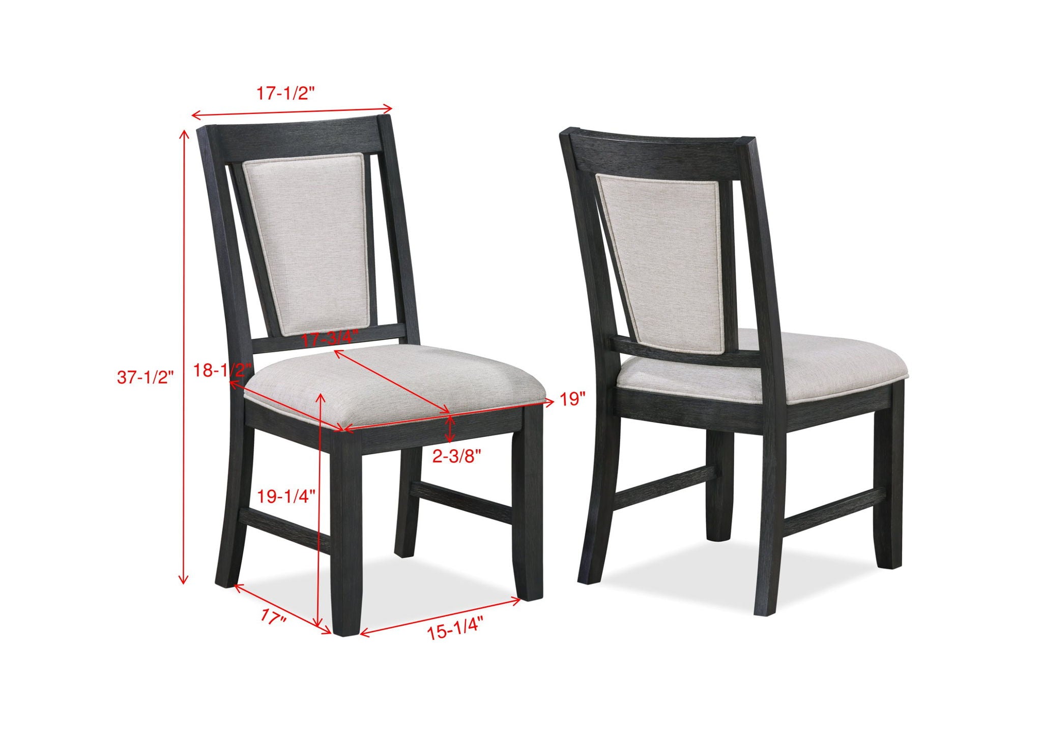Stevens - Side Chair (Set of 2) - Charcoal & Gray - Urban Living Furniture (Los Angeles, CA)