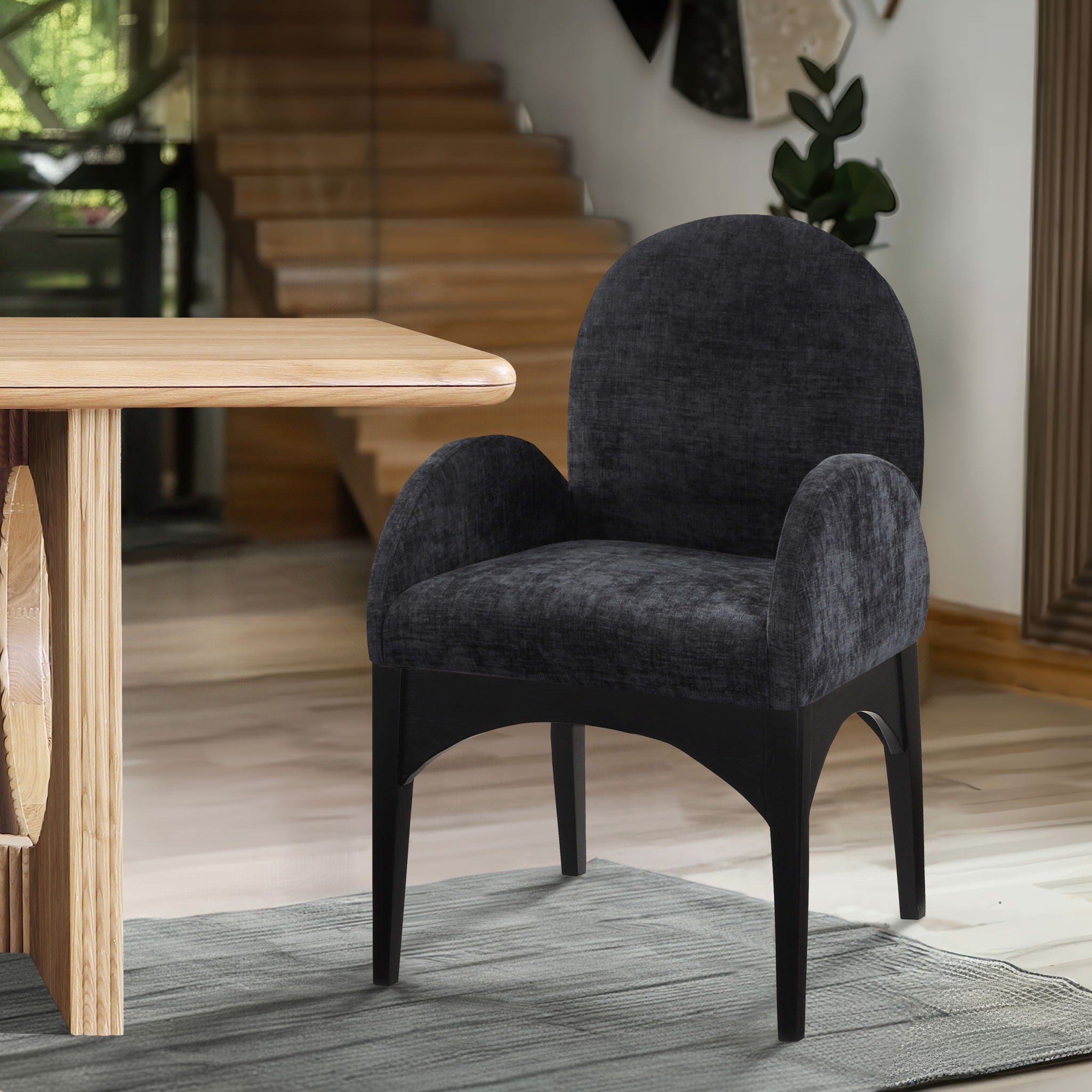 Waldorf - Chenille Dining Arm Chair With Black Legs - Urban Living Furniture (Los Angeles, CA)