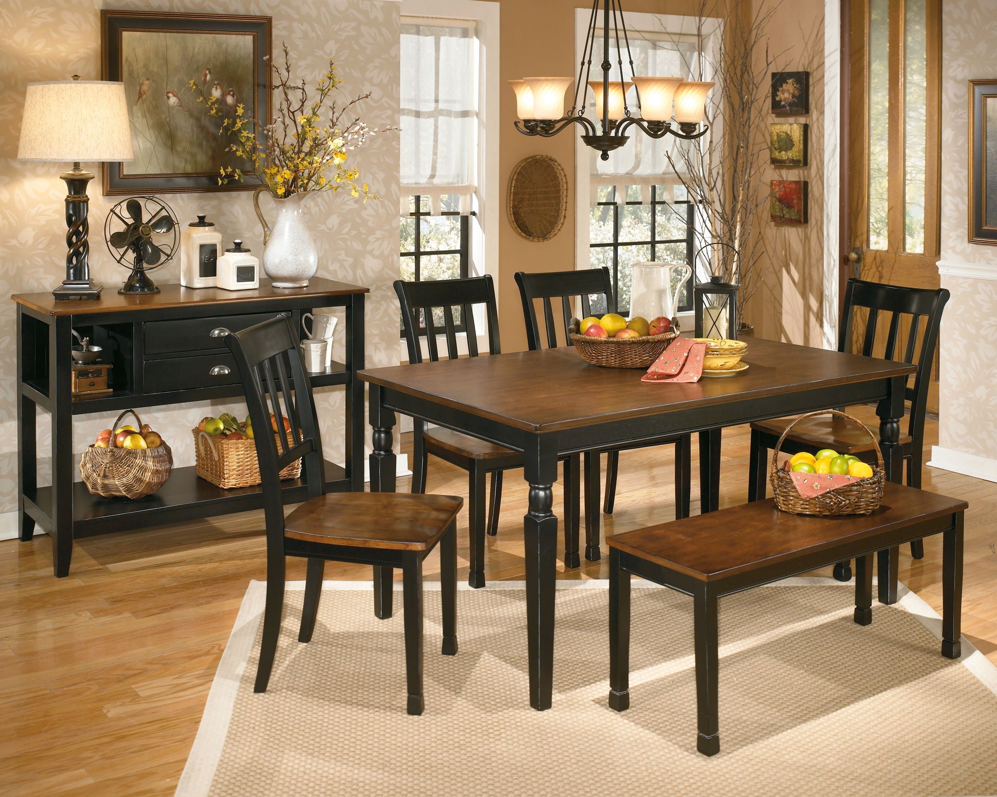 Owingsville - Black / Brown - Large Dining Room Bench - Urban Living Furniture (Los Angeles, CA)