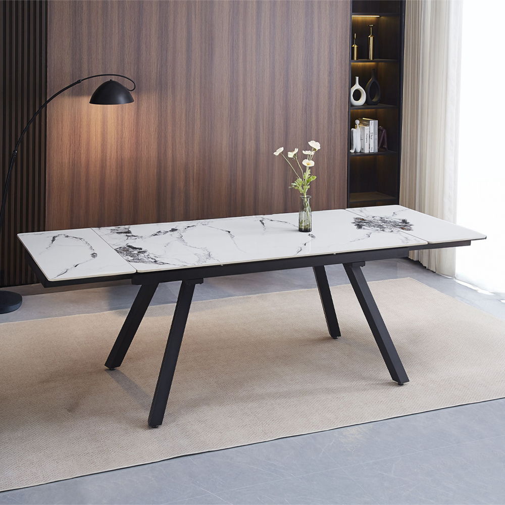 Damita - Ceramic Top Dining Table - White & Black - Urban Living Furniture (Los Angeles, CA)