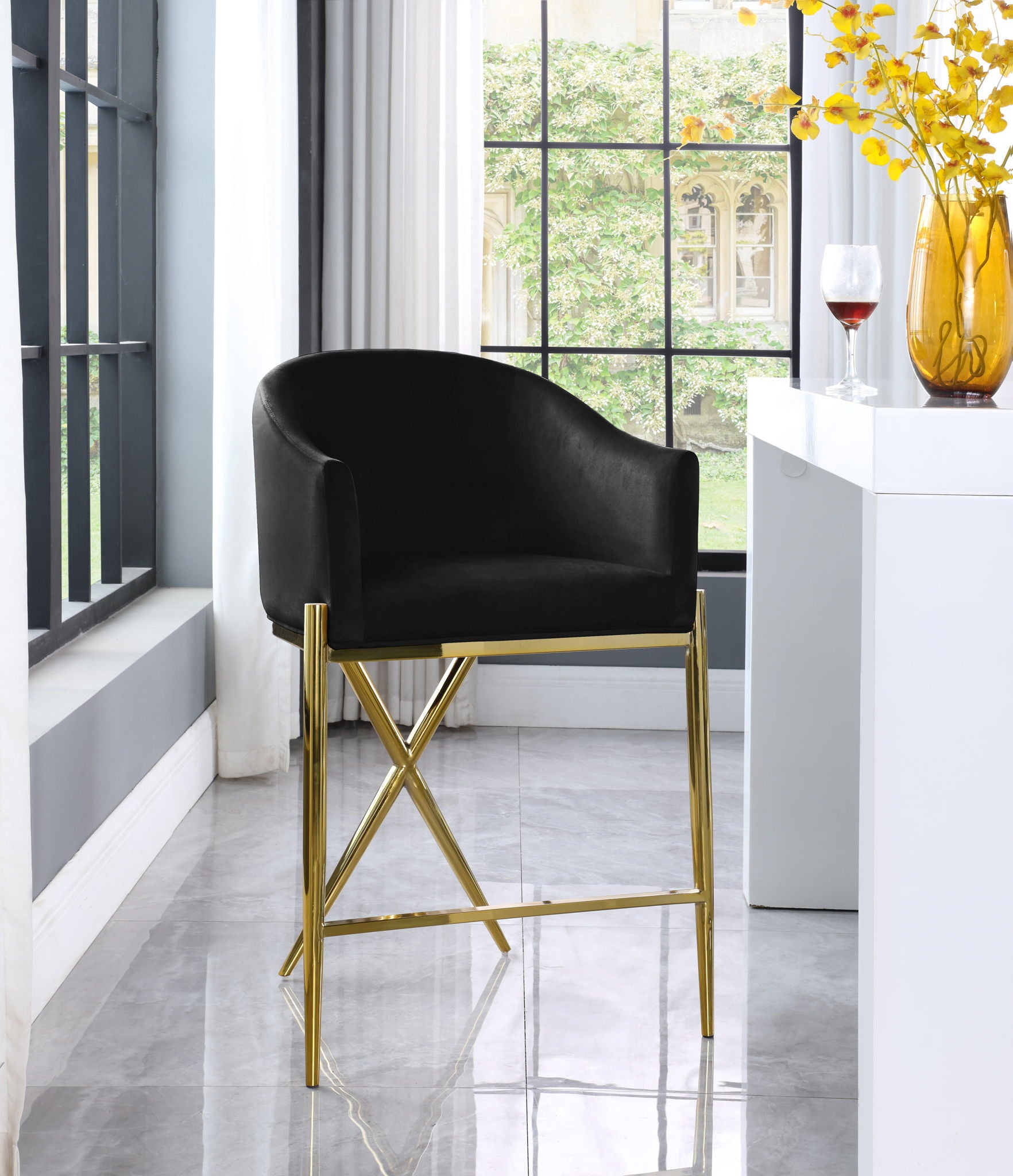 Xavier - Counter Stool with Gold Legs - Urban Living Furniture (Los Angeles, CA)