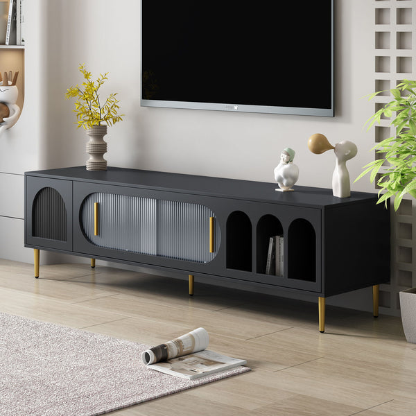 Modern TV Stand With 3 Shelves And 2 Cabinets