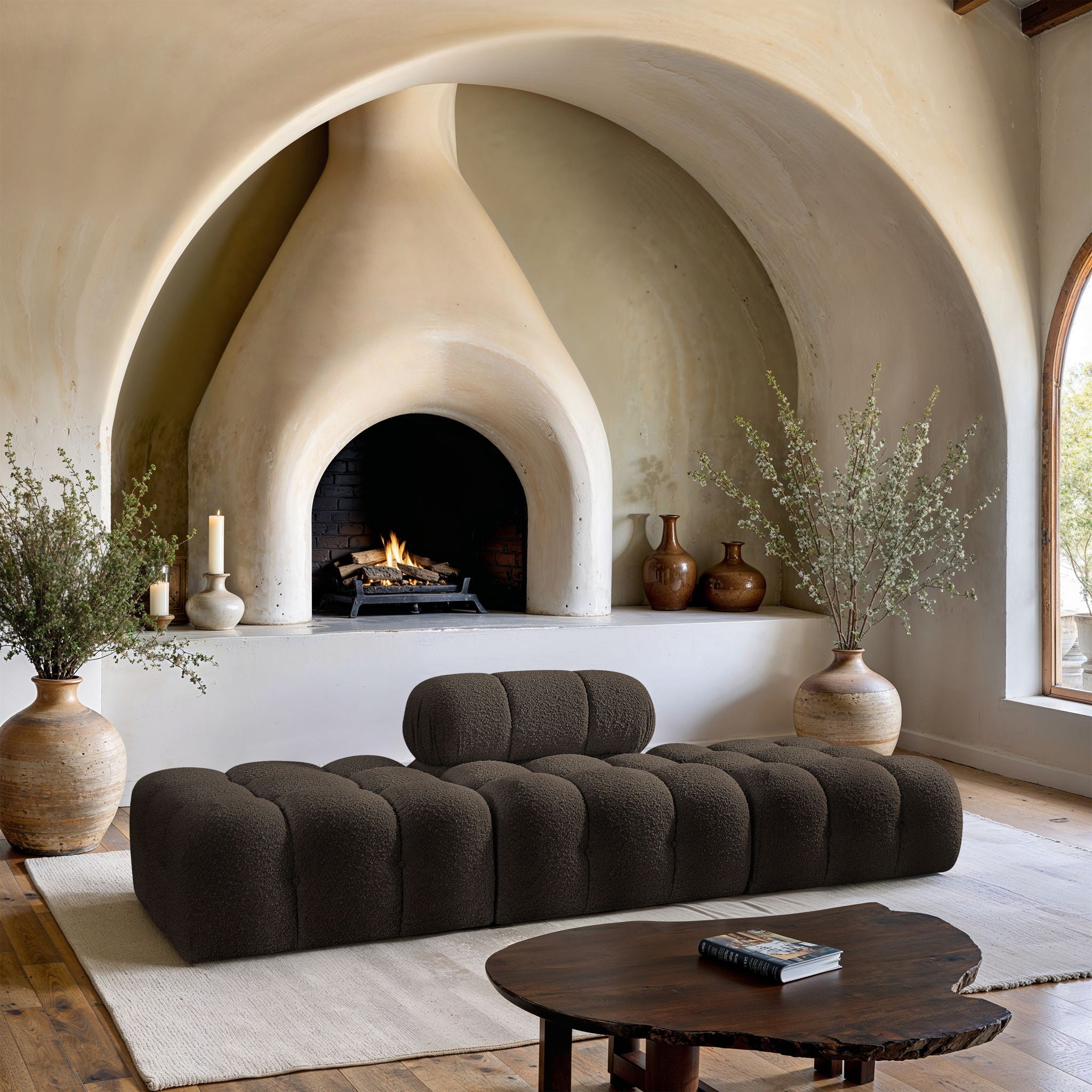 Ames - 3 Piece Boucle Upholstered Modular Sofa With 2 Backless Seats - Urban Living Furniture (Los Angeles, CA)