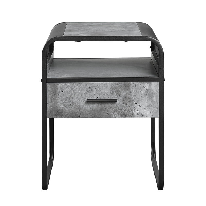Raziela - End Table With Drawer - Concrete Gray / Black - Urban Living Furniture (Los Angeles, CA)