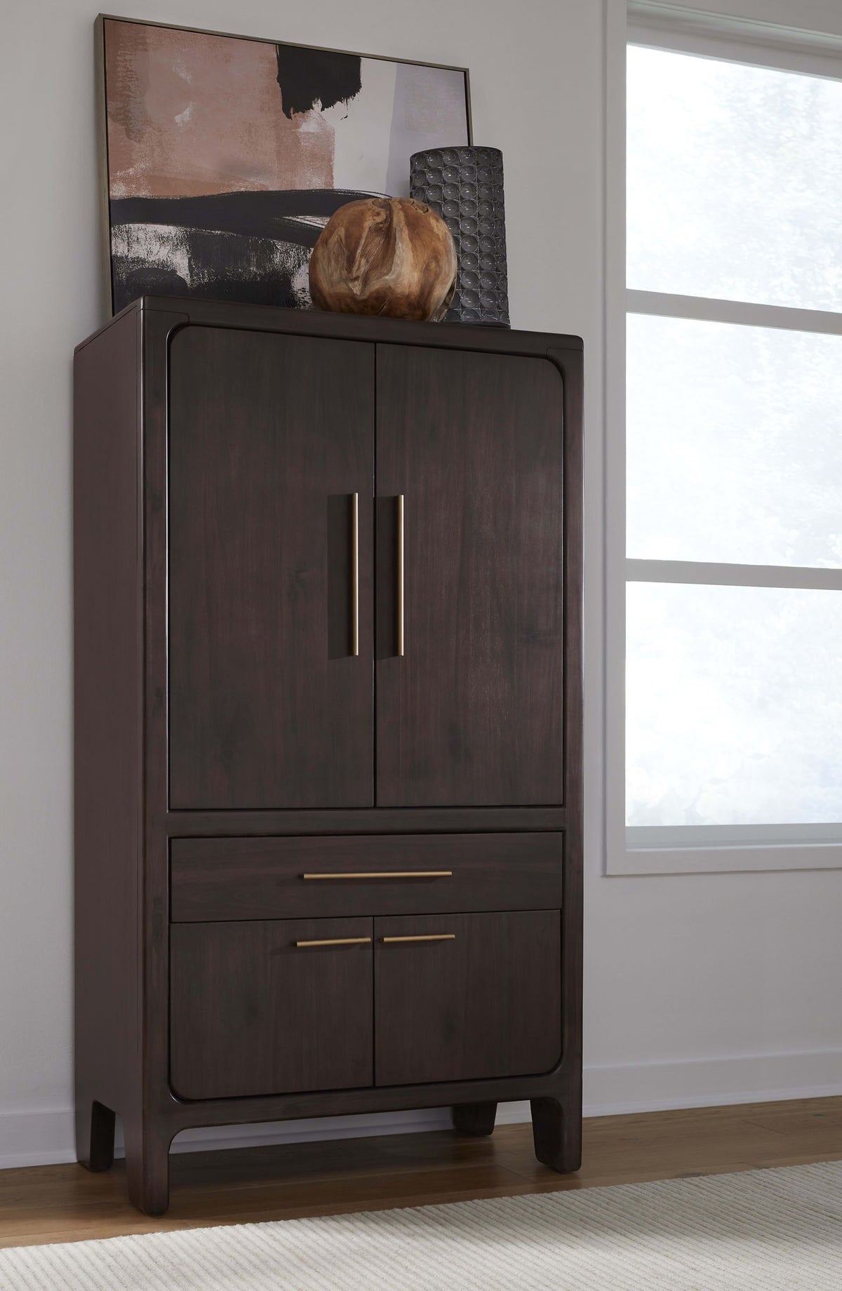 Zamba - Four Door One Drawer Acacia Bar Cabinet - Jaguar