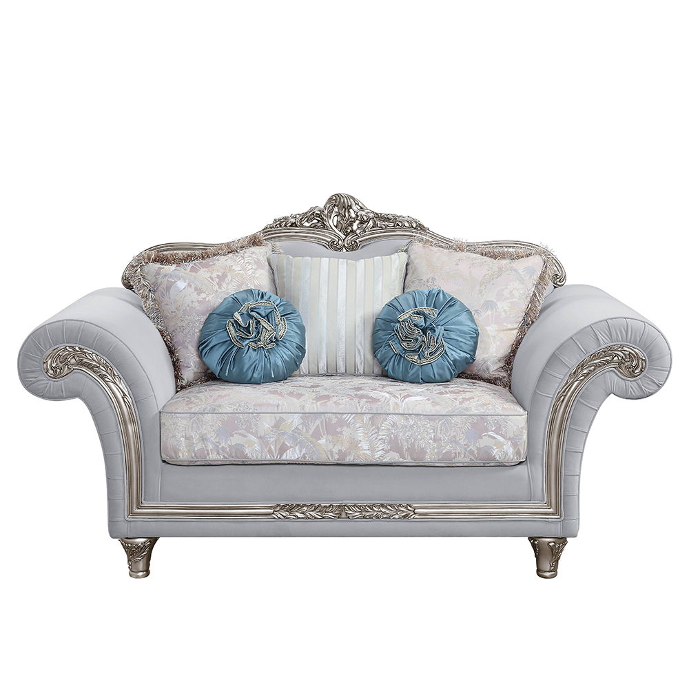 Pelumi - Loveseat With 5 Pillows - Light Gray Linen & Platinum - Urban Living Furniture (Los Angeles, CA)