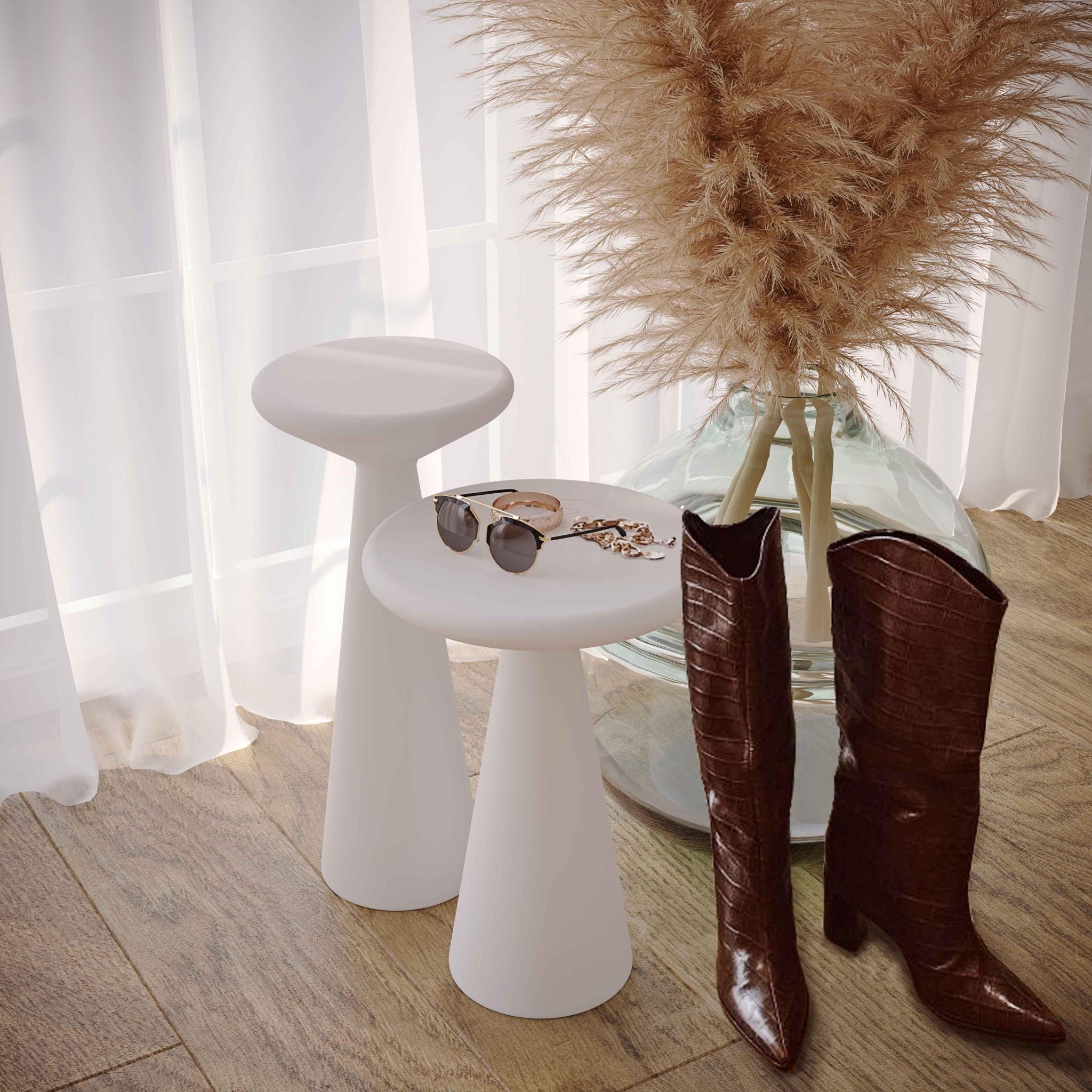 Gianna - Concrete Accent Tables (Set of 2) - White - Urban Living Furniture (Los Angeles, CA)
