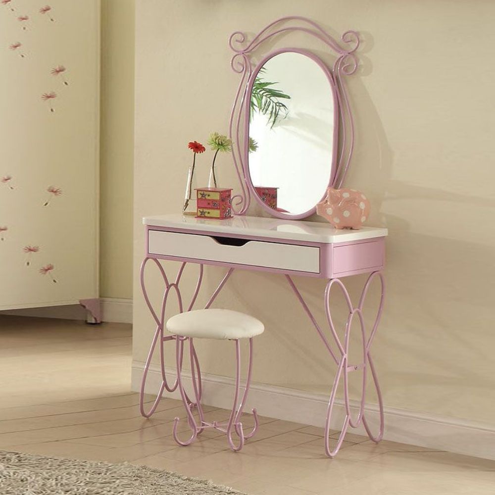 Priya II - Vanity Desk - White & Light Purple - Urban Living Furniture (Los Angeles, CA)