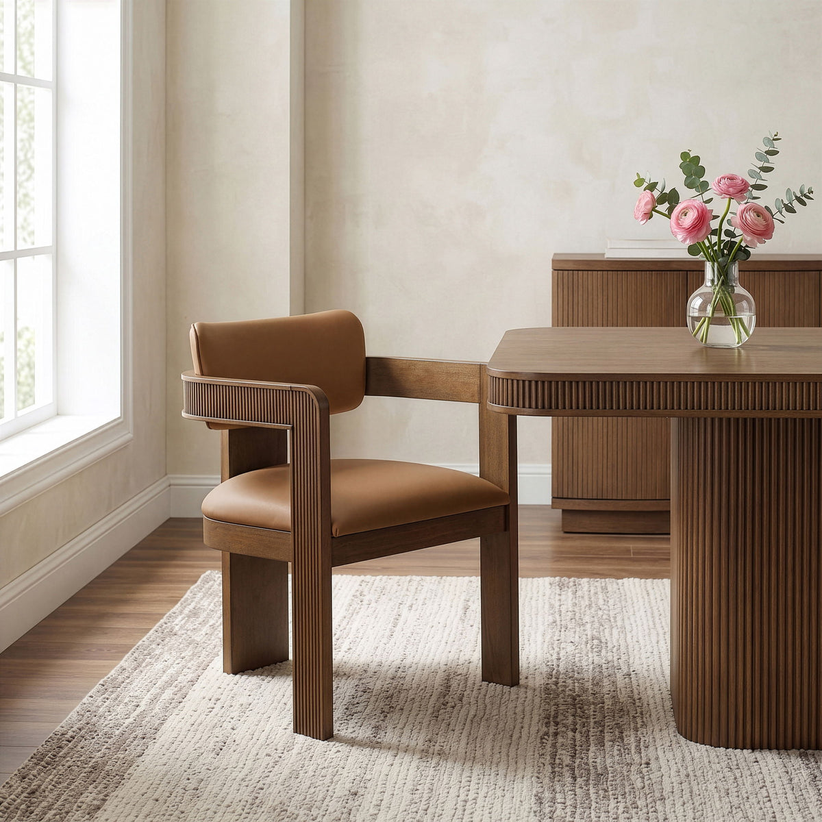 Sacha - Vegan Leather Upholstered Dining Chair With Brown Base (Set of 2)