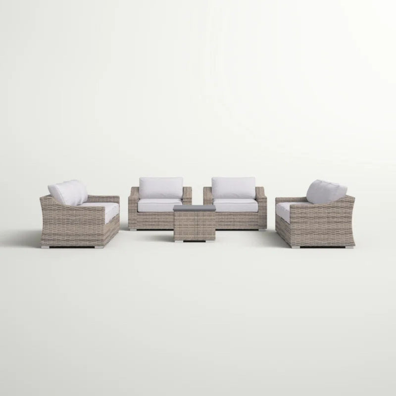 Outdoor Wicker Conversation Set With Cushions, All Weather