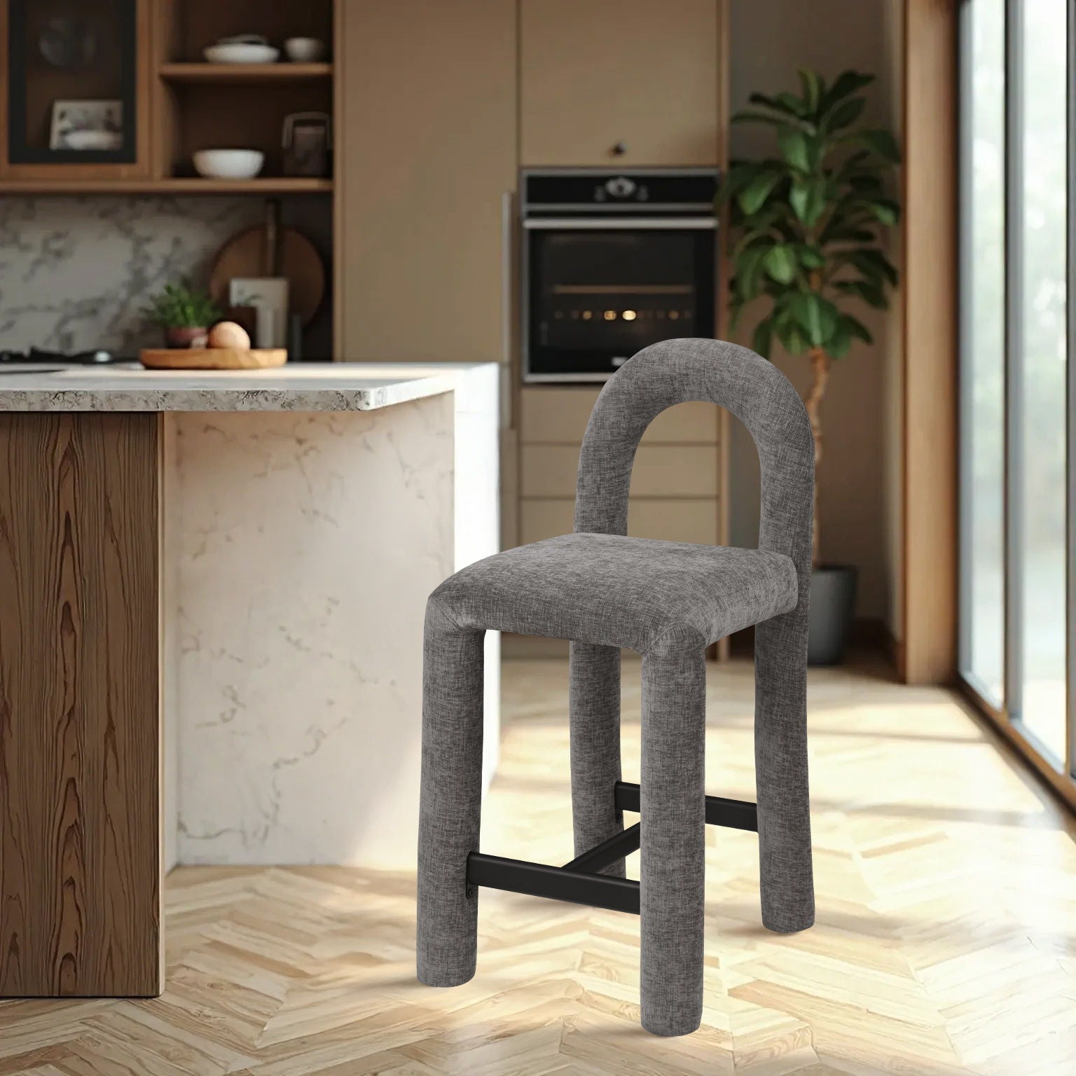 Amari - Chenille Fabric Stool - Urban Living Furniture (Los Angeles, CA)