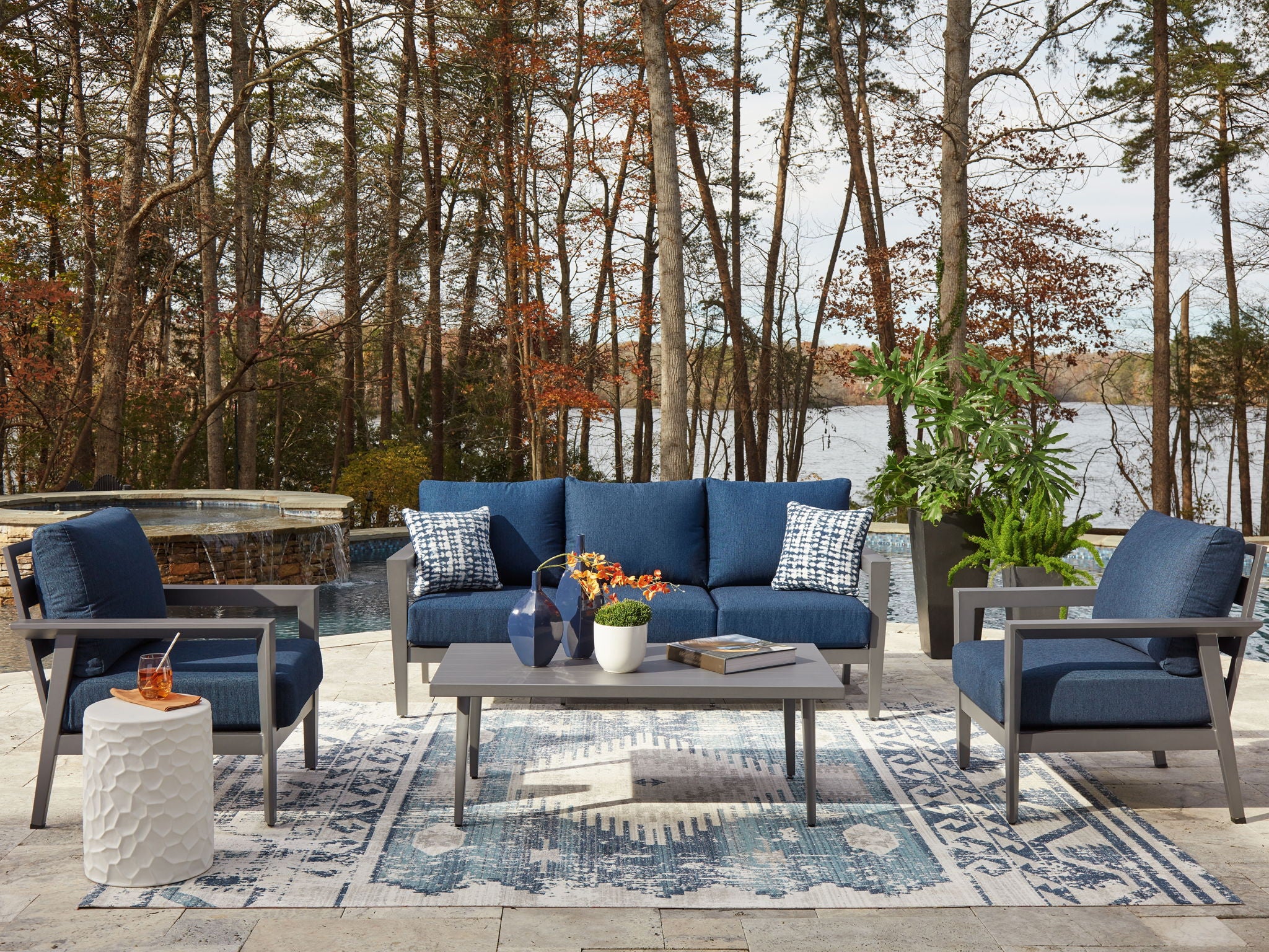 Gali - Gray / Blue - Sofa / Chairs / Table Set (Set of 4) - Urban Living Furniture (Los Angeles, CA)
