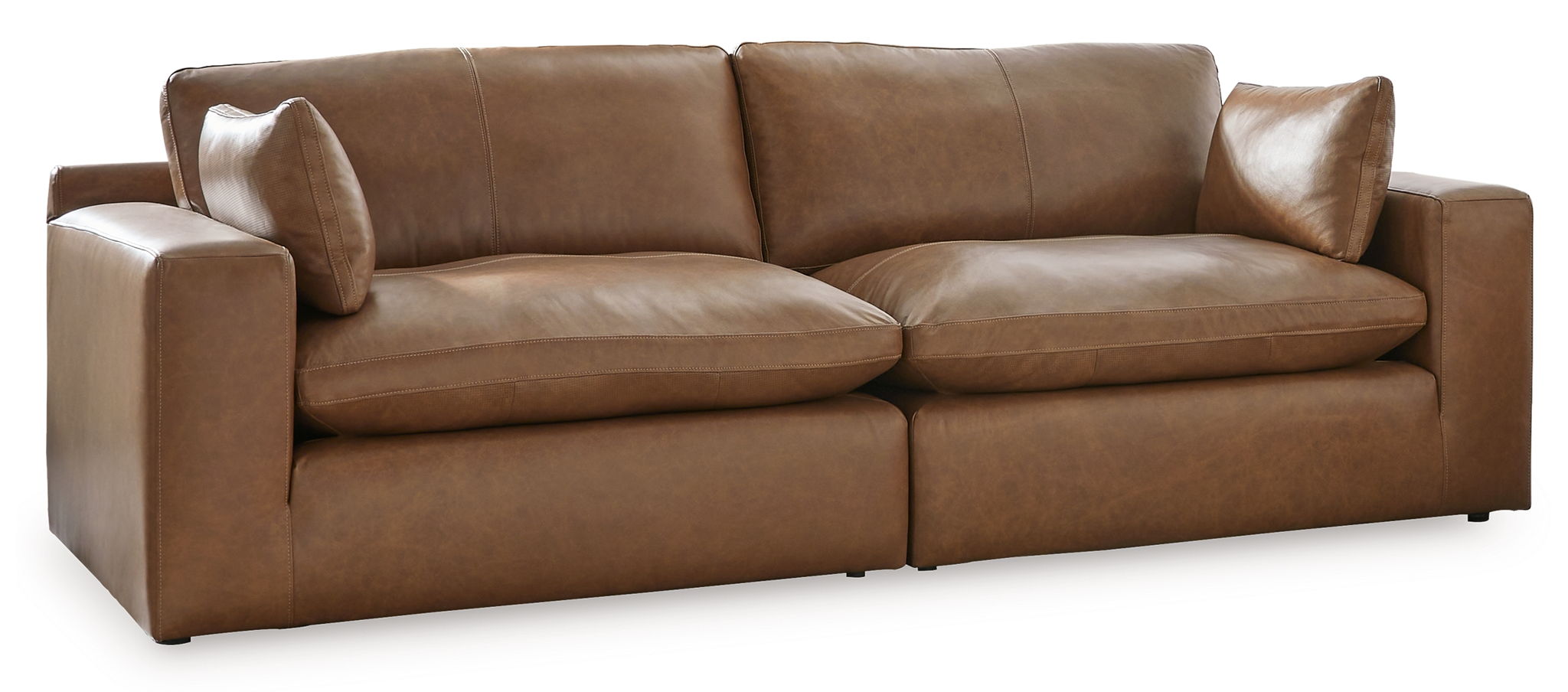 Emilia - 3 Pc. - 2-Piece Sectional Loveseat, Ottoman - Caramel - Urban Living Furniture (Los Angeles, CA)
